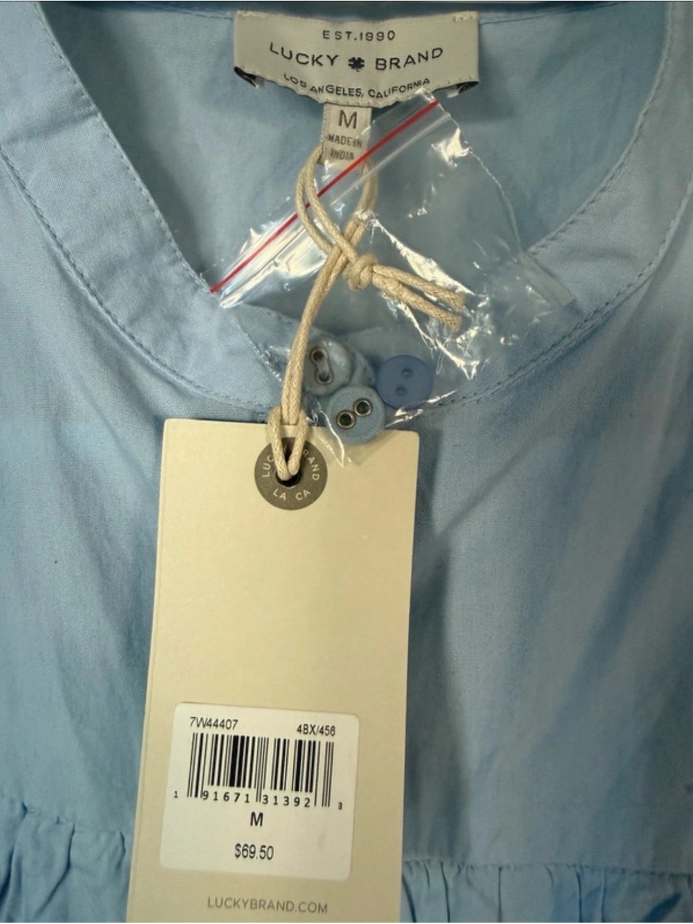 Lucky Brand Light Blue Cold-Shoulder Ruffle Button-Front Top - Picture 5 of 6